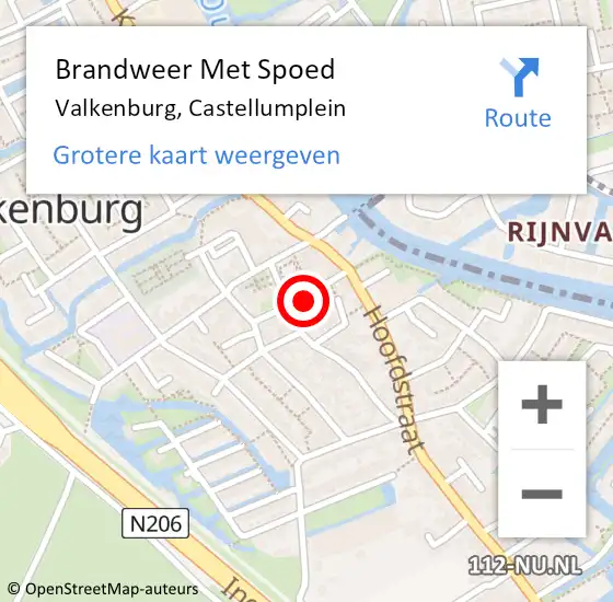 Locatie op kaart van de 112 melding: Brandweer Met Spoed Naar Valkenburg, Castellumplein op 11 oktober 2022 14:22