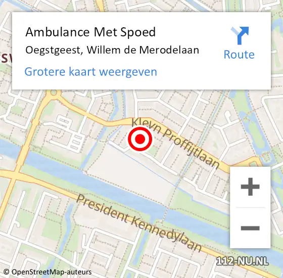 Locatie op kaart van de 112 melding: Ambulance Met Spoed Naar Oegstgeest, Willem de Mérodelaan op 11 oktober 2022 14:32