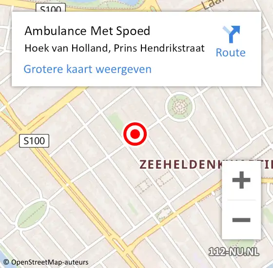 Locatie op kaart van de 112 melding: Ambulance Met Spoed Naar Den Haag, Prins Hendrikstraat op 11 oktober 2022 14:35