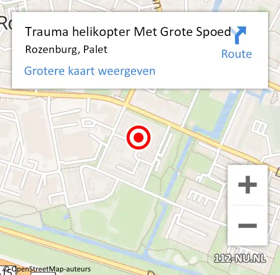 Locatie op kaart van de 112 melding: Trauma helikopter Met Grote Spoed Naar Rozenburg, Palet op 11 oktober 2022 14:38