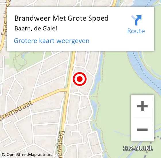 Locatie op kaart van de 112 melding: Brandweer Met Grote Spoed Naar Baarn, de Galei op 11 oktober 2022 14:39