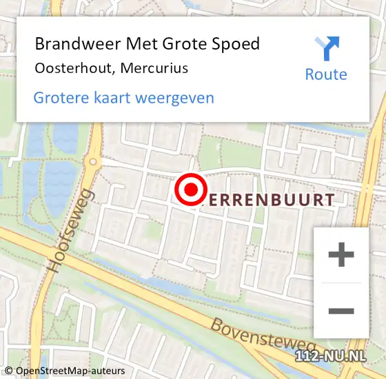 Locatie op kaart van de 112 melding: Brandweer Met Grote Spoed Naar Oosterhout, Mercurius op 11 oktober 2022 14:42