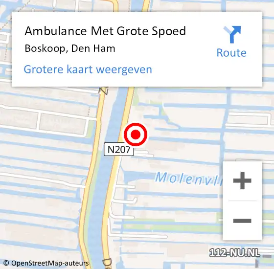 Locatie op kaart van de 112 melding: Ambulance Met Grote Spoed Naar Boskoop, Den Ham op 11 oktober 2022 14:55