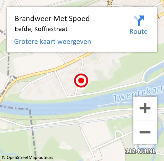 Locatie op kaart van de 112 melding: Brandweer Met Spoed Naar Eefde, Koffiestraat op 11 oktober 2022 15:04