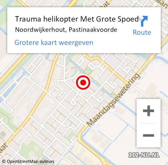 Locatie op kaart van de 112 melding: Trauma helikopter Met Grote Spoed Naar Noordwijkerhout, Pastinaakvoorde op 11 oktober 2022 15:10