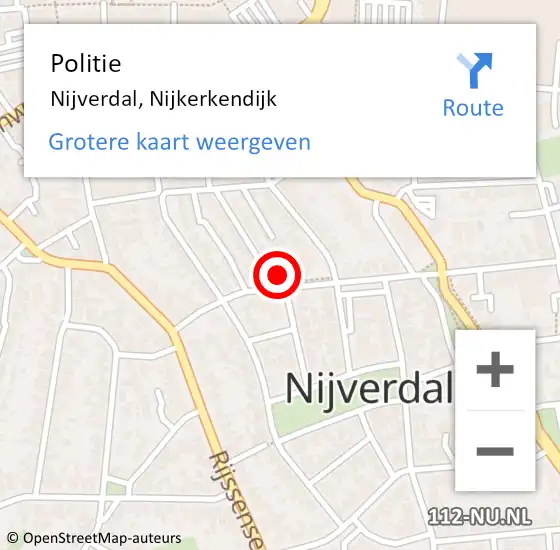 Locatie op kaart van de 112 melding: Politie Nijverdal, Nijkerkendijk op 11 oktober 2022 15:11