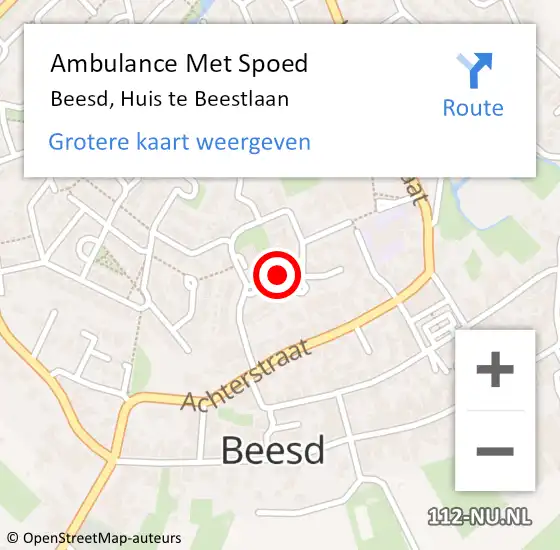 Locatie op kaart van de 112 melding: Ambulance Met Spoed Naar Beesd, Huis te Beestlaan op 11 oktober 2022 15:25