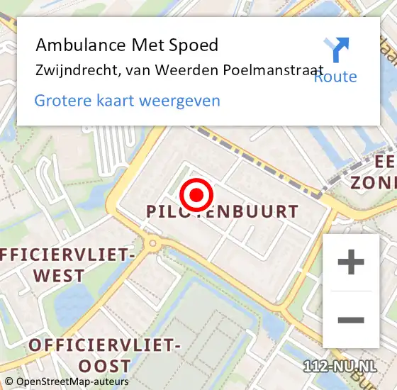 Locatie op kaart van de 112 melding: Ambulance Met Spoed Naar Zwijndrecht, van Weerden Poelmanstraat op 11 oktober 2022 15:44