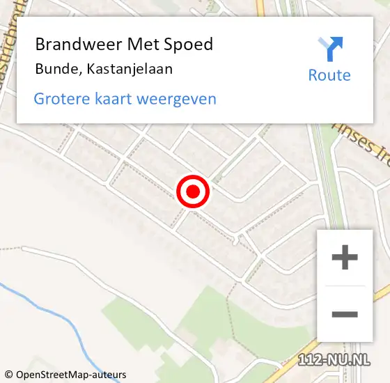 Locatie op kaart van de 112 melding: Brandweer Met Spoed Naar Bunde, Kastanjelaan op 11 oktober 2022 15:55