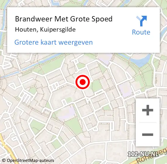 Locatie op kaart van de 112 melding: Brandweer Met Grote Spoed Naar Houten, Kuipersgilde op 11 oktober 2022 15:59