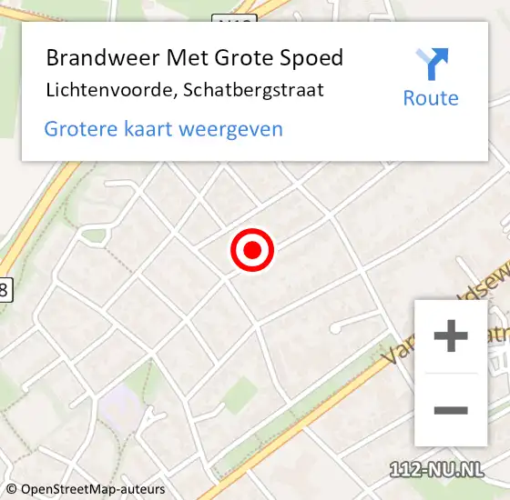 Locatie op kaart van de 112 melding: Brandweer Met Grote Spoed Naar Lichtenvoorde, Schatbergstraat op 11 oktober 2022 16:02