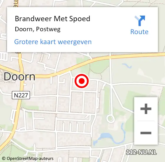 Locatie op kaart van de 112 melding: Brandweer Met Spoed Naar Doorn, Postweg op 11 oktober 2022 16:12