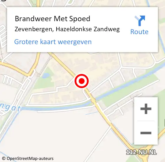 Locatie op kaart van de 112 melding: Brandweer Met Spoed Naar Zevenbergen, Hazeldonkse Zandweg op 11 oktober 2022 16:22