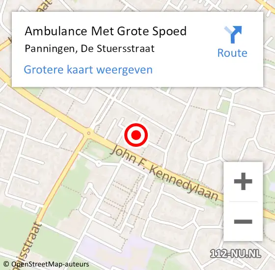 Locatie op kaart van de 112 melding: Ambulance Met Grote Spoed Naar Panningen, De Stuersstraat op 1 augustus 2014 08:39