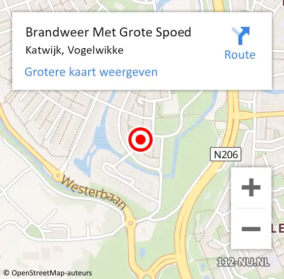 Locatie op kaart van de 112 melding: Brandweer Met Grote Spoed Naar Katwijk, Vogelwikke op 11 oktober 2022 16:29