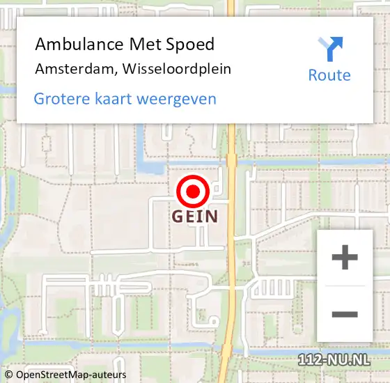 Locatie op kaart van de 112 melding: Ambulance Met Spoed Naar Amsterdam-Zuidoost, Wisseloordplein op 11 oktober 2022 16:30