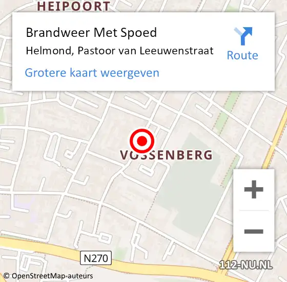 Locatie op kaart van de 112 melding: Brandweer Met Spoed Naar Helmond, Pastoor van Leeuwenstraat op 11 oktober 2022 16:34