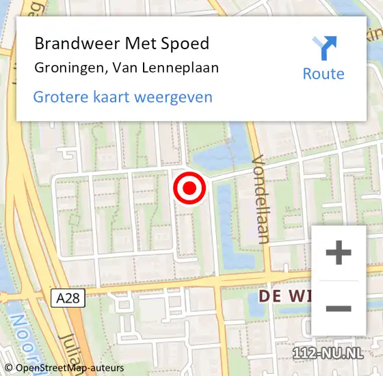 Locatie op kaart van de 112 melding: Brandweer Met Spoed Naar Groningen, Van Lenneplaan op 11 oktober 2022 16:53