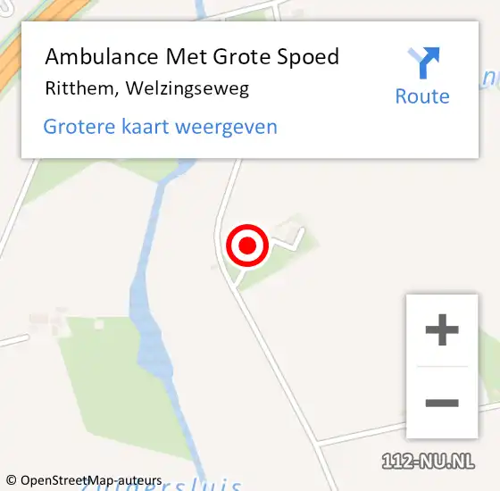 Locatie op kaart van de 112 melding: Ambulance Met Grote Spoed Naar Ritthem, Welzingseweg op 1 augustus 2014 08:44