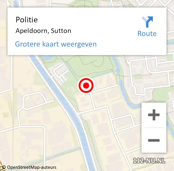 Locatie op kaart van de 112 melding: Politie Apeldoorn, Sutton op 11 oktober 2022 17:03