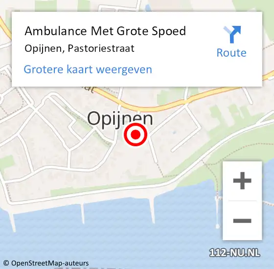 Locatie op kaart van de 112 melding: Ambulance Met Grote Spoed Naar Opijnen, Pastoriestraat op 11 oktober 2022 17:03