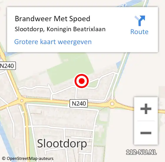Locatie op kaart van de 112 melding: Brandweer Met Spoed Naar Slootdorp, Koningin Beatrixlaan op 11 oktober 2022 17:08