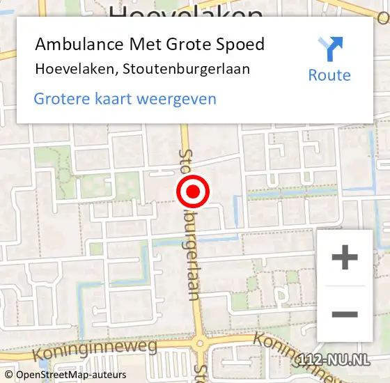 Locatie op kaart van de 112 melding: Ambulance Met Grote Spoed Naar Hoevelaken, Stoutenburgerlaan op 11 oktober 2022 17:08