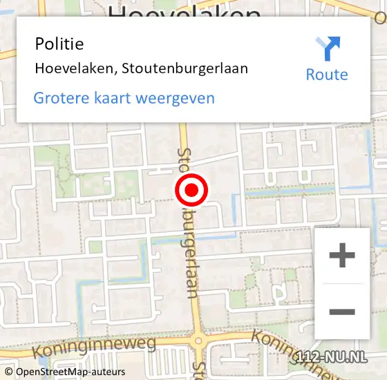 Locatie op kaart van de 112 melding: Politie Hoevelaken, Stoutenburgerlaan op 11 oktober 2022 17:09