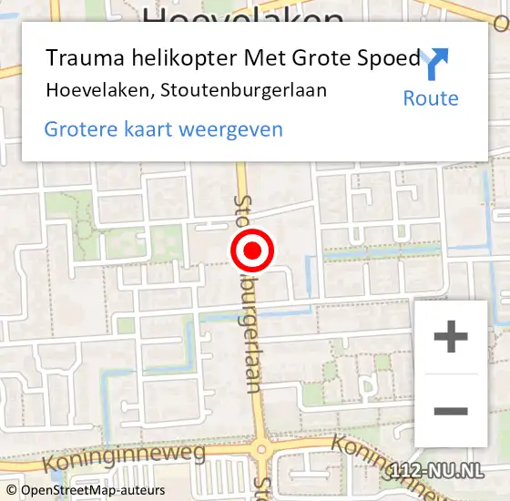 Locatie op kaart van de 112 melding: Trauma helikopter Met Grote Spoed Naar Hoevelaken, Stoutenburgerlaan op 11 oktober 2022 17:12