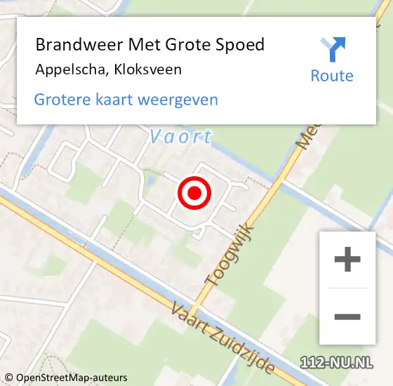 Locatie op kaart van de 112 melding: Brandweer Met Grote Spoed Naar Appelscha, Kloksveen op 11 oktober 2022 17:43