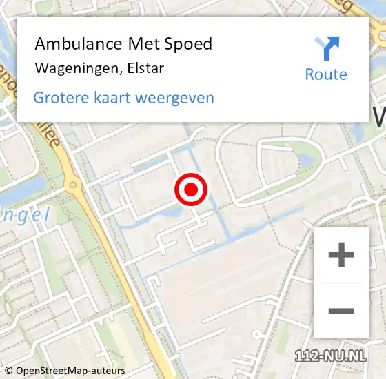 Locatie op kaart van de 112 melding: Ambulance Met Spoed Naar Wageningen, Elstar op 11 oktober 2022 17:44