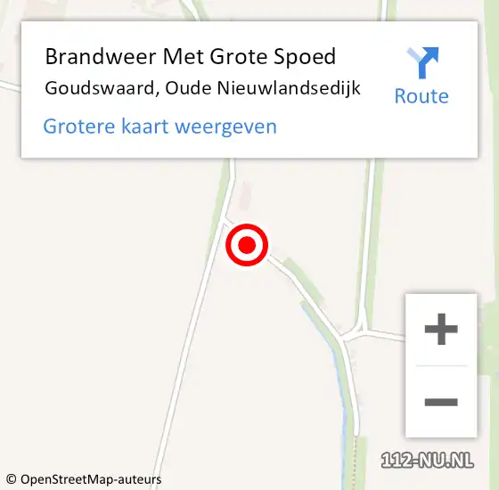 Locatie op kaart van de 112 melding: Brandweer Met Grote Spoed Naar Goudswaard, Oude Nieuwlandsedijk op 11 oktober 2022 17:57