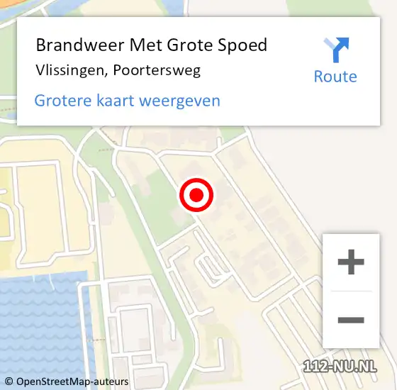 Locatie op kaart van de 112 melding: Brandweer Met Grote Spoed Naar Vlissingen, Poortersweg op 1 augustus 2014 08:52