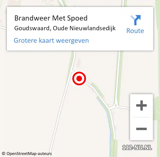 Locatie op kaart van de 112 melding: Brandweer Met Spoed Naar Goudswaard, Oude Nieuwlandsedijk op 11 oktober 2022 18:21