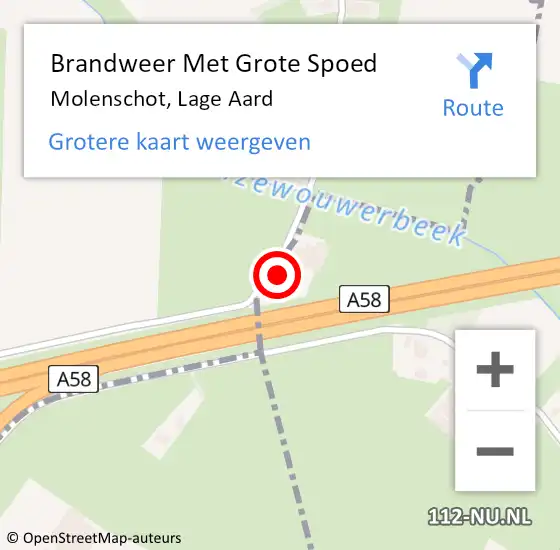 Locatie op kaart van de 112 melding: Brandweer Met Grote Spoed Naar Molenschot, Lage Aard op 11 oktober 2022 18:24