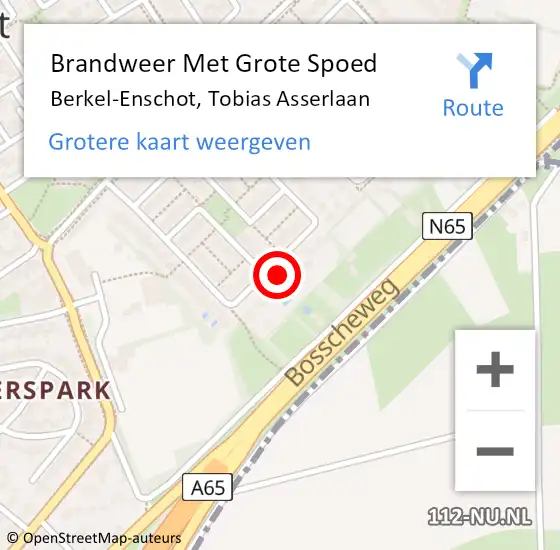 Locatie op kaart van de 112 melding: Brandweer Met Grote Spoed Naar Berkel-Enschot, Tobias Asserlaan op 11 oktober 2022 18:30