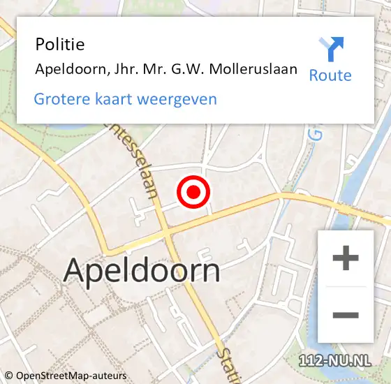 Locatie op kaart van de 112 melding: Politie Apeldoorn, Jhr. Mr. G.W. Molleruslaan op 11 oktober 2022 18:30