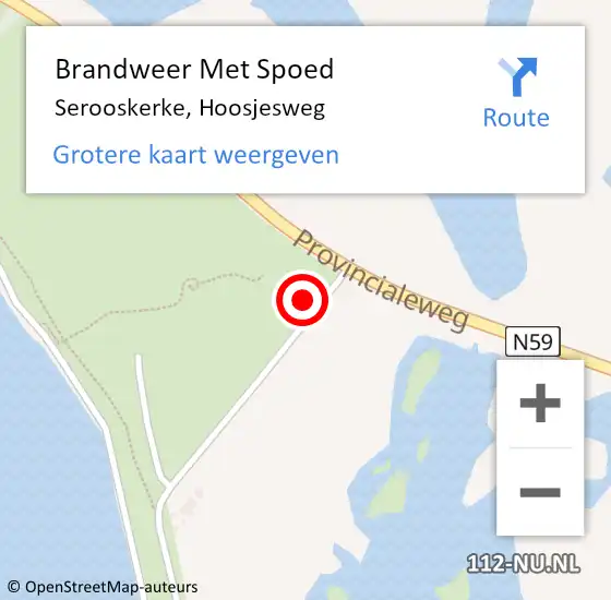 Locatie op kaart van de 112 melding: Brandweer Met Spoed Naar Serooskerke, Hoosjesweg op 11 oktober 2022 18:32