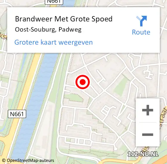 Locatie op kaart van de 112 melding: Brandweer Met Grote Spoed Naar Oost-Souburg, Padweg op 11 oktober 2022 18:52