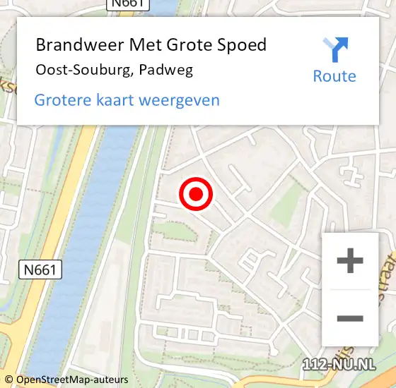 Locatie op kaart van de 112 melding: Brandweer Met Grote Spoed Naar Oost-Souburg, Padweg op 11 oktober 2022 18:54