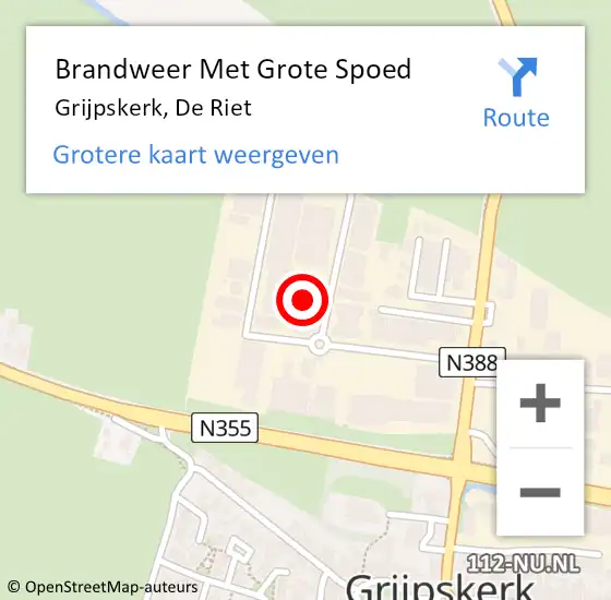 Locatie op kaart van de 112 melding: Brandweer Met Grote Spoed Naar Grijpskerk, De Riet op 11 oktober 2022 18:59