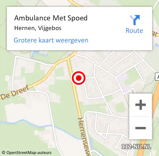 Locatie op kaart van de 112 melding: Ambulance Met Spoed Naar Hernen, Vijgebos op 11 oktober 2022 19:04