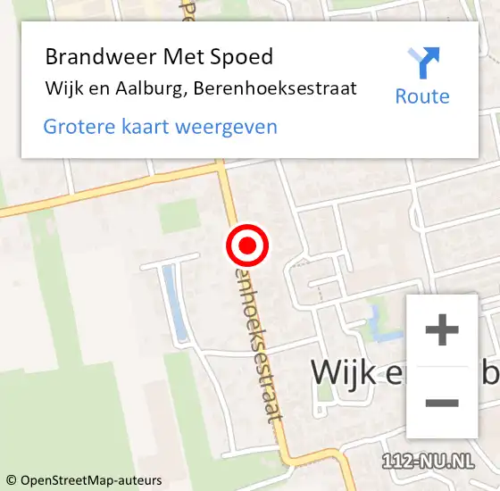 Locatie op kaart van de 112 melding: Brandweer Met Spoed Naar Wijk en Aalburg, Berenhoeksestraat op 11 oktober 2022 19:08