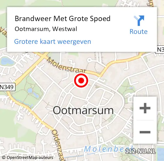 Locatie op kaart van de 112 melding: Brandweer Met Grote Spoed Naar Ootmarsum, Westwal op 11 oktober 2022 19:22