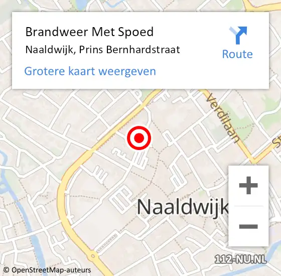 Locatie op kaart van de 112 melding: Brandweer Met Spoed Naar Naaldwijk, Prins Bernhardstraat op 11 oktober 2022 19:24