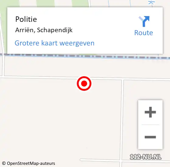 Locatie op kaart van de 112 melding: Politie Arriën, Schapendijk op 11 oktober 2022 19:26