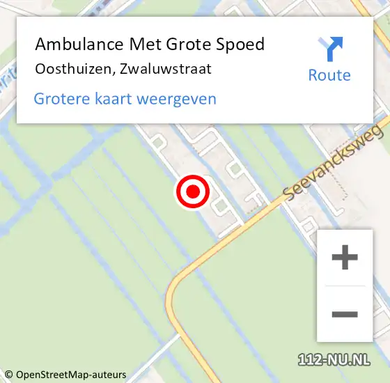 Locatie op kaart van de 112 melding: Ambulance Met Grote Spoed Naar Oosthuizen, Zwaluwstraat op 11 oktober 2022 19:33