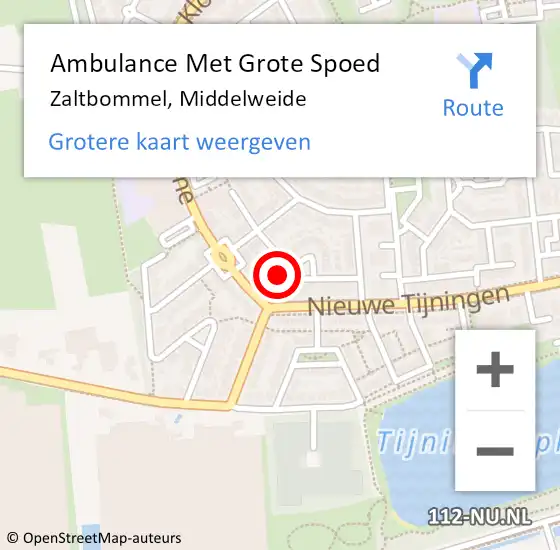 Locatie op kaart van de 112 melding: Ambulance Met Grote Spoed Naar Zaltbommel, Middelweide op 11 oktober 2022 19:37