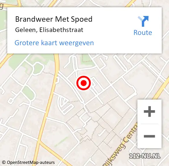 Locatie op kaart van de 112 melding: Brandweer Met Spoed Naar Geleen, Elisabethstraat op 11 oktober 2022 19:42