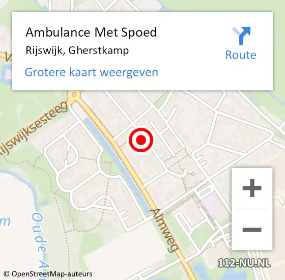 Locatie op kaart van de 112 melding: Ambulance Met Spoed Naar Rijswijk, Gherstkamp op 11 oktober 2022 19:52